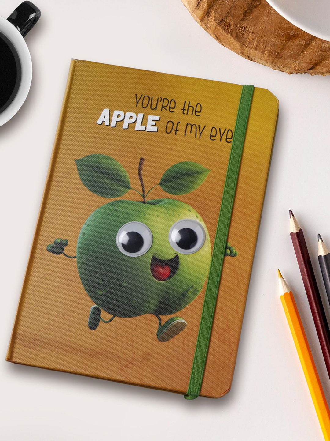 Archies Apple Theme Googli Eyes Printed Elastic Closure Notebook