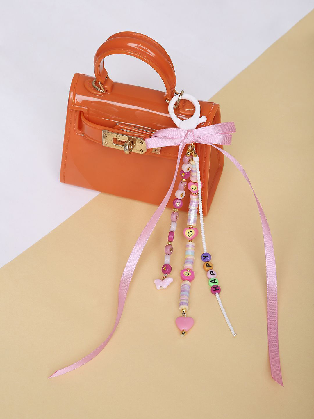 Arendelle Beads Hearts & Ribbon Bow Bag Charm Key Cain