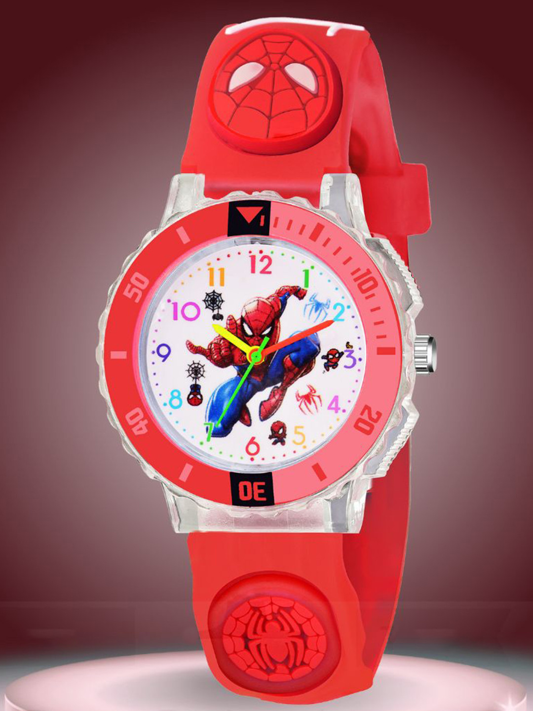 ON TIME OCTUS Kids Printed Dial & Straps Analogue Watch KD-113 RED SPIDER