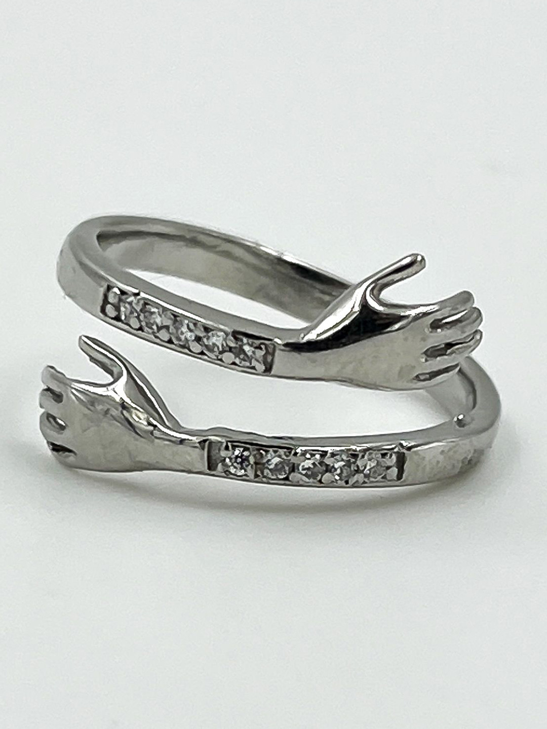 Satlaa 925 Pure Real Sterling Silver Adjustable Cute Hug Finger Ring