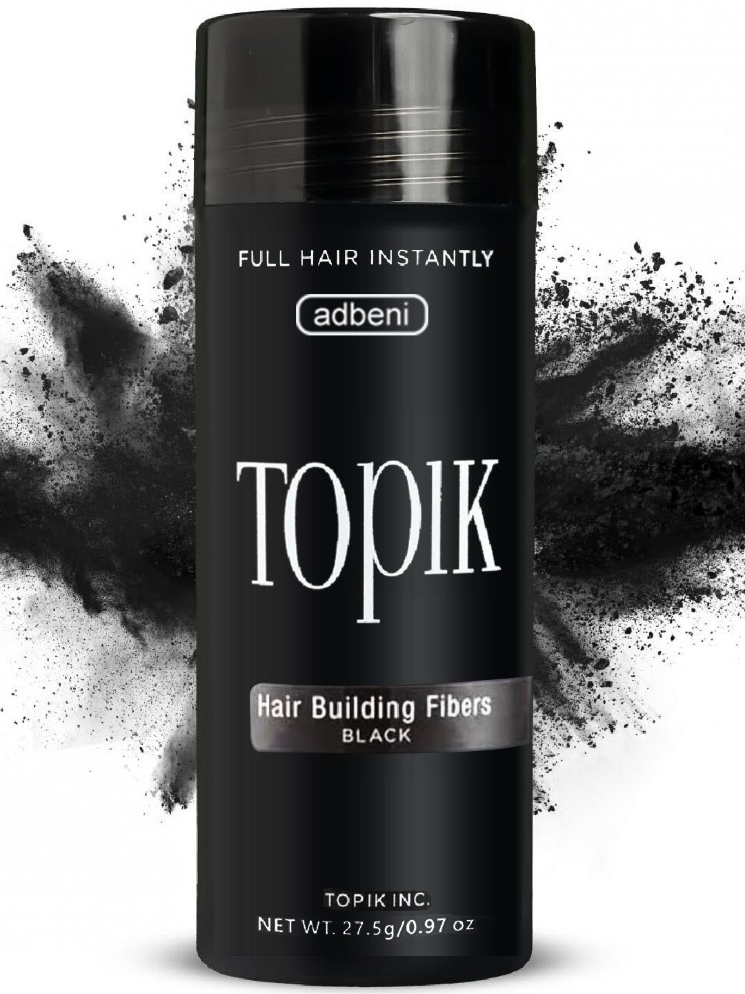 Adbeni Hair Building Fibers For Instantly Conceals Thinning Hair - 27.5 g - Black