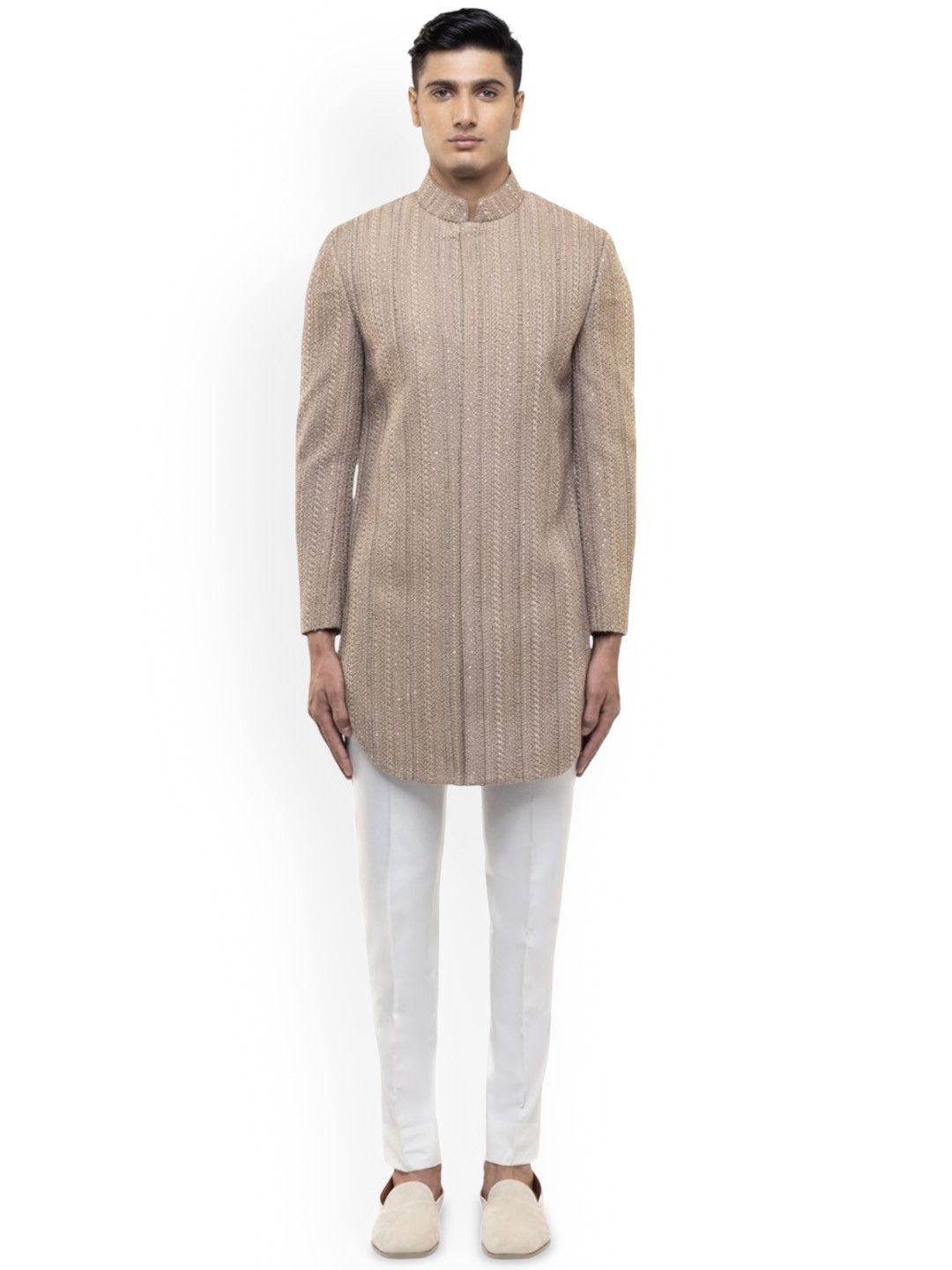 SDS By Kushal Shah Cotton Thread Embroidery Sherwani Set