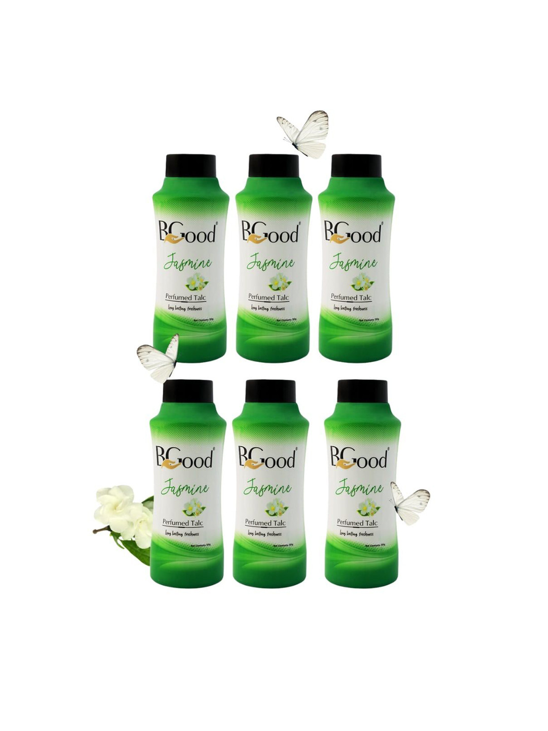 Bgood Set Of 6 Jasmine Perfumed Long Lasting Talcum Powder - 100 g Each