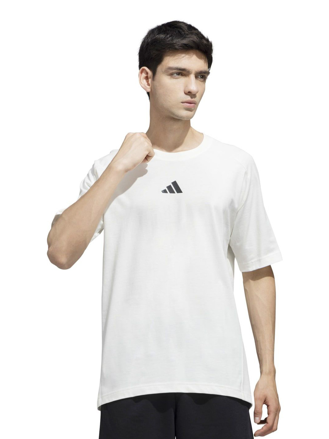ADIDAS Men Brand Logo Printed Round Neck Regular Fit Cotton T-shirts