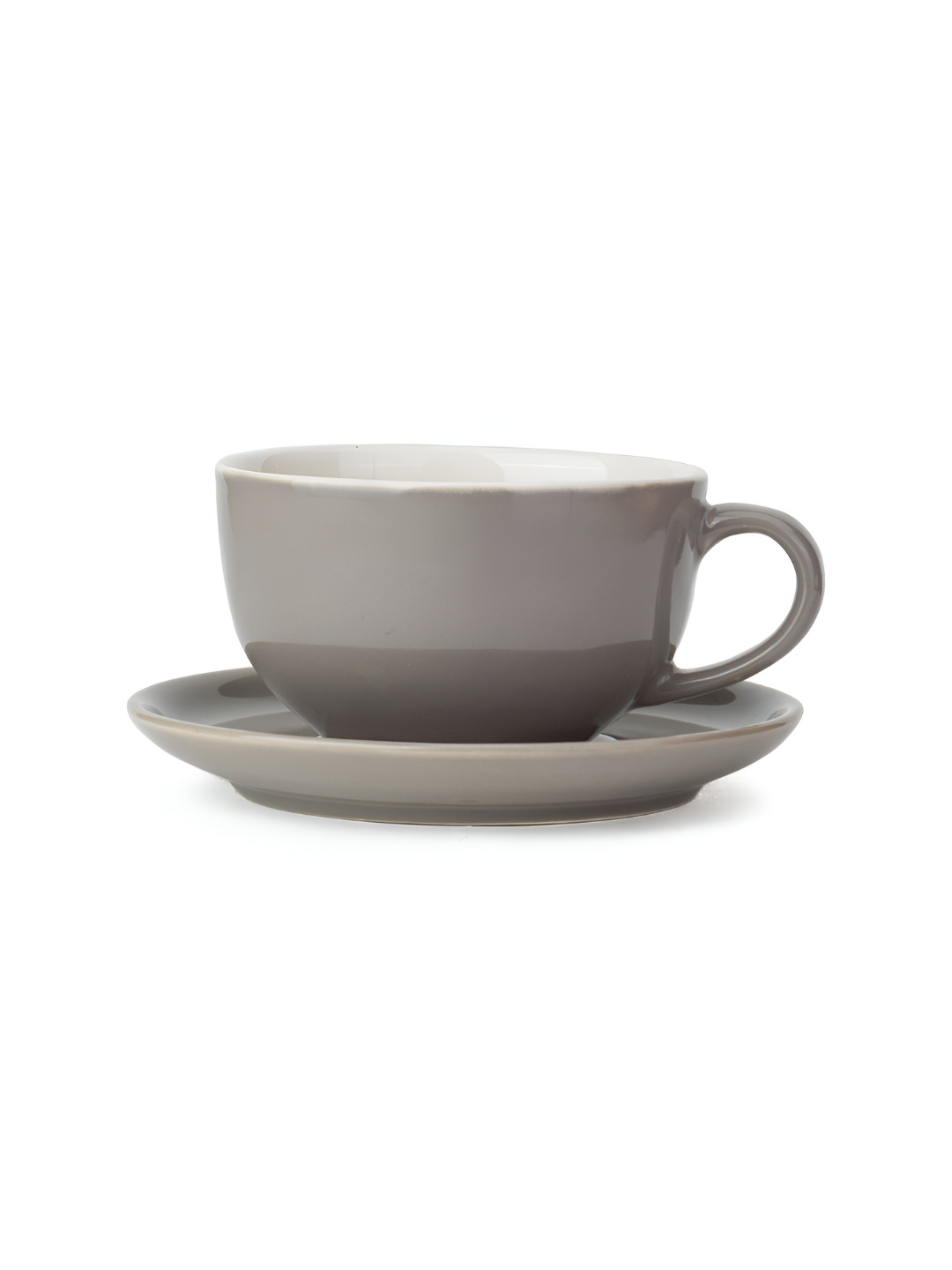 SHAY 2Pcs Grey & White Ceramic Cup & Saucer Set
