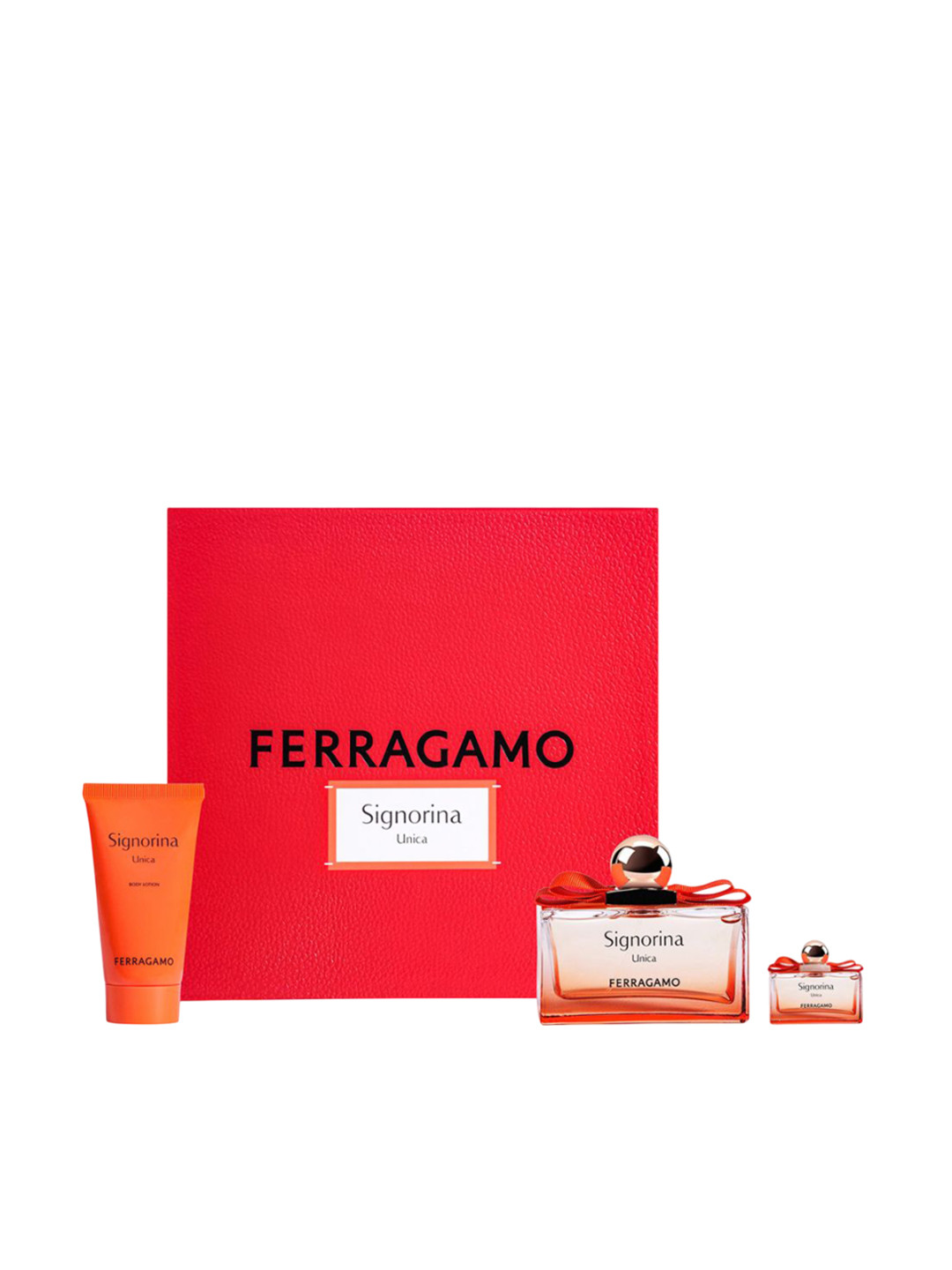 Salvatore Ferragamo  Set Of 3 Signorina Unica EDP - 100 ml & 5 ml With Body Lotion - 50 ml