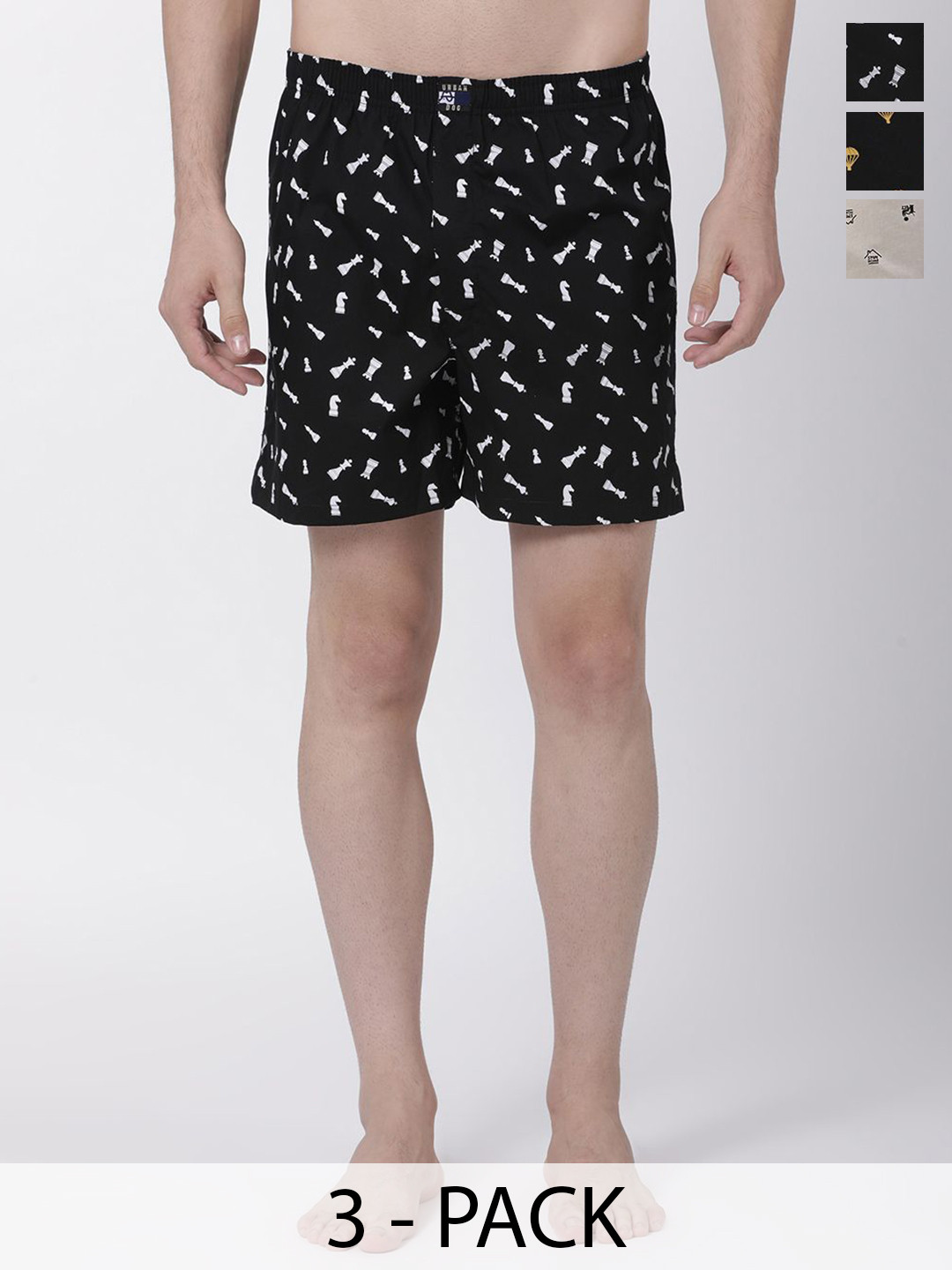 Urban Dog 3-Pcs Printed Pure Cotton Boxers UDBX146-UDBX152-UDBX441