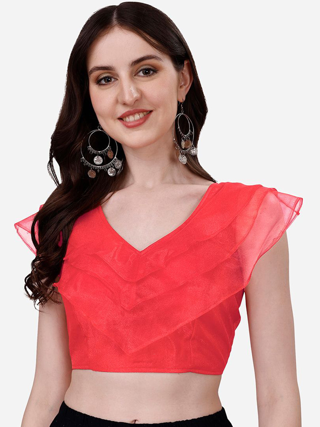 HERE&NOW Ruffle Sleeves Frill Saree Blouse
