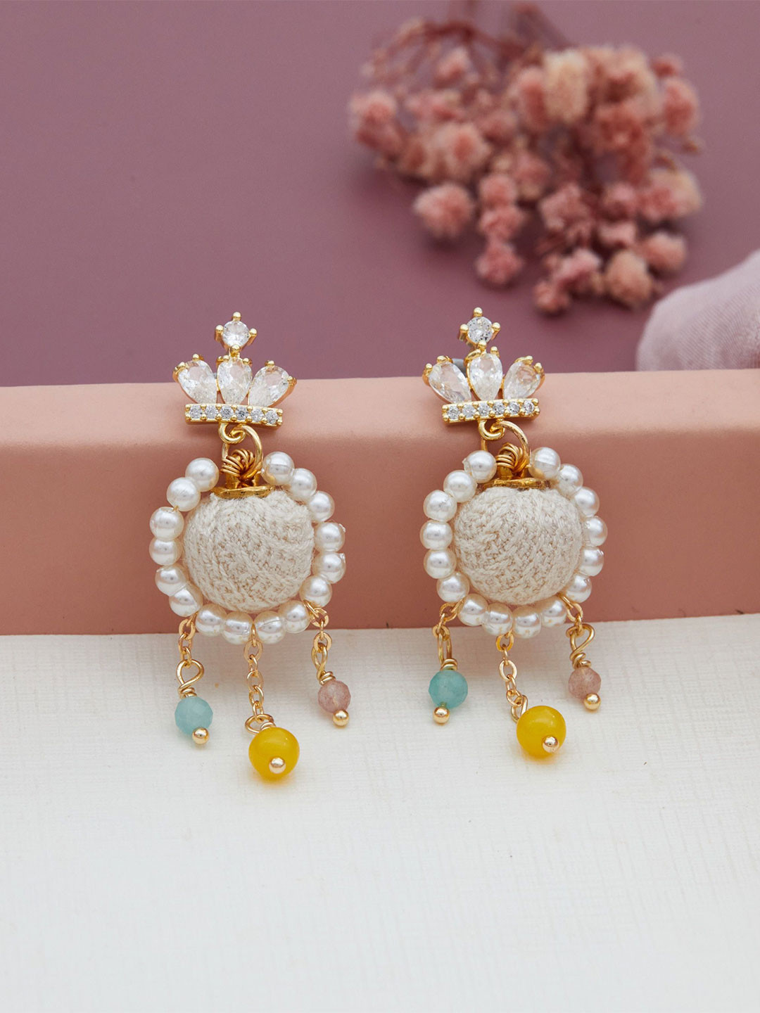 GC Jewelery Round Drop with Colorful Beads Earrings