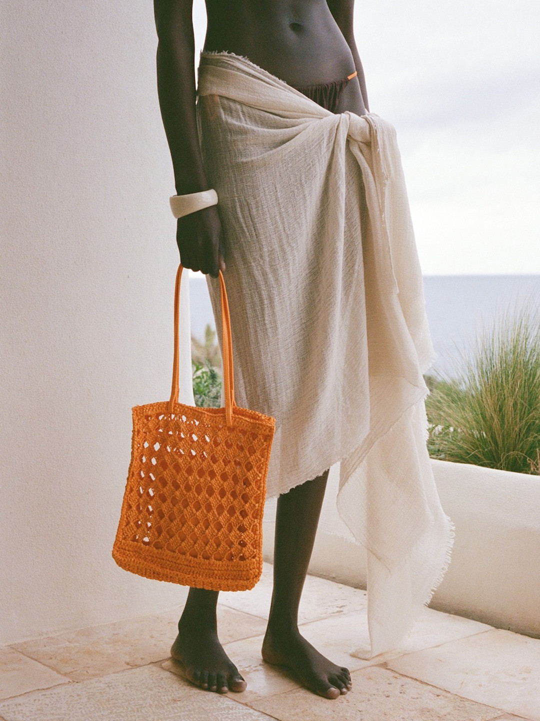 MANGO Geometric Self Design Structured Tote Bag
