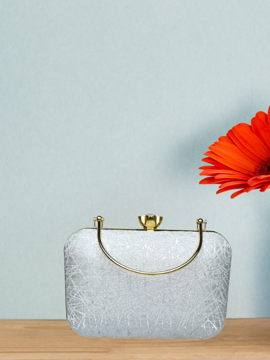 J & C Fashion Arena Beautiful Glittery Frame Textured Box Clutch