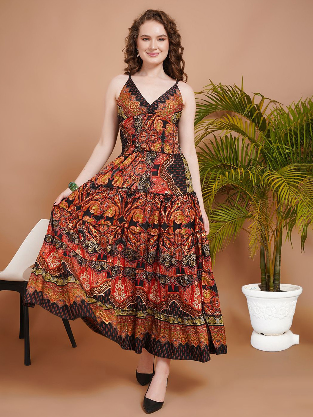 Boholyfe Soraya Sunset Ember Maxi Dress