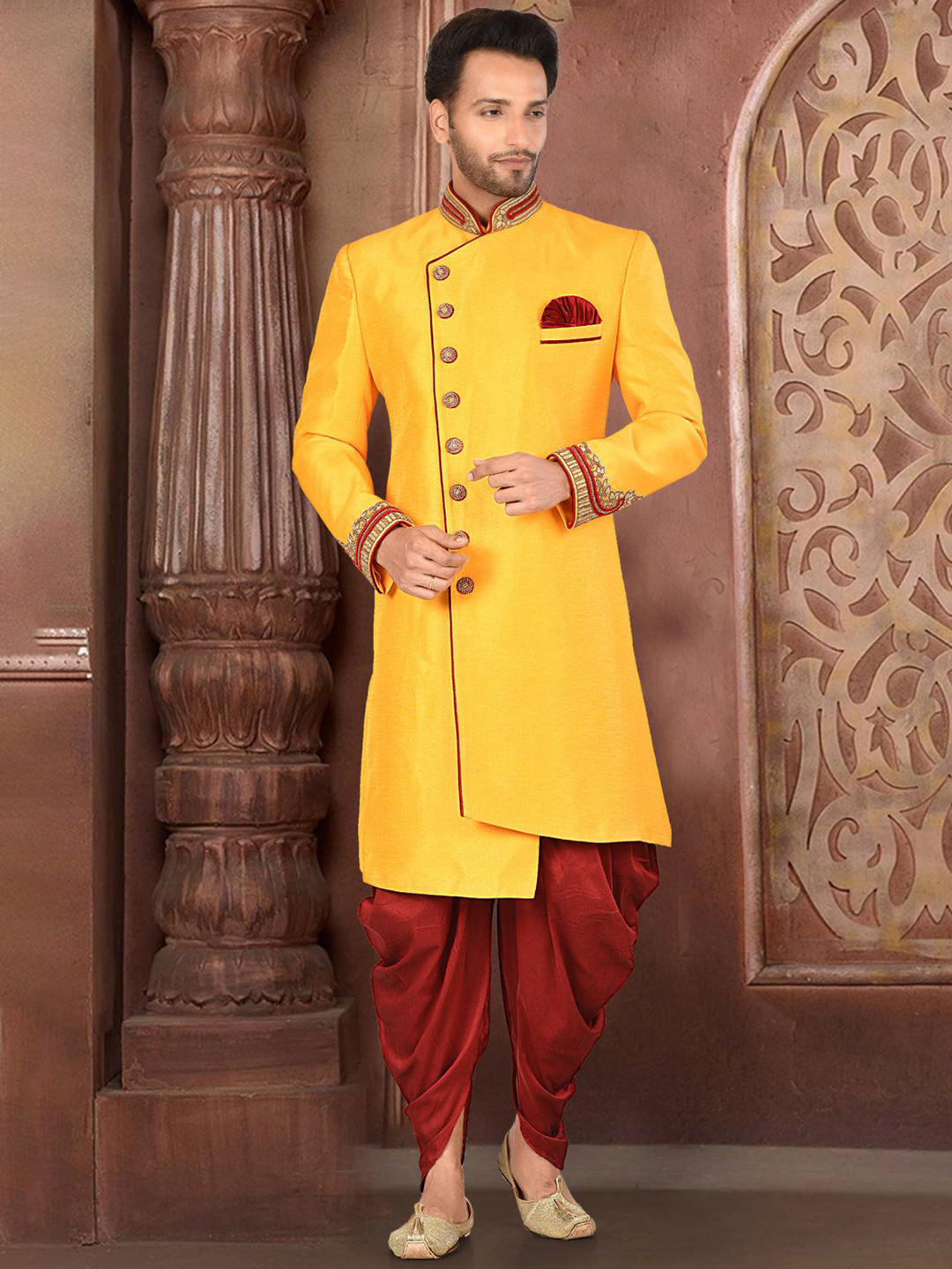 RANAK Mandarin Collar Sherwani Seti