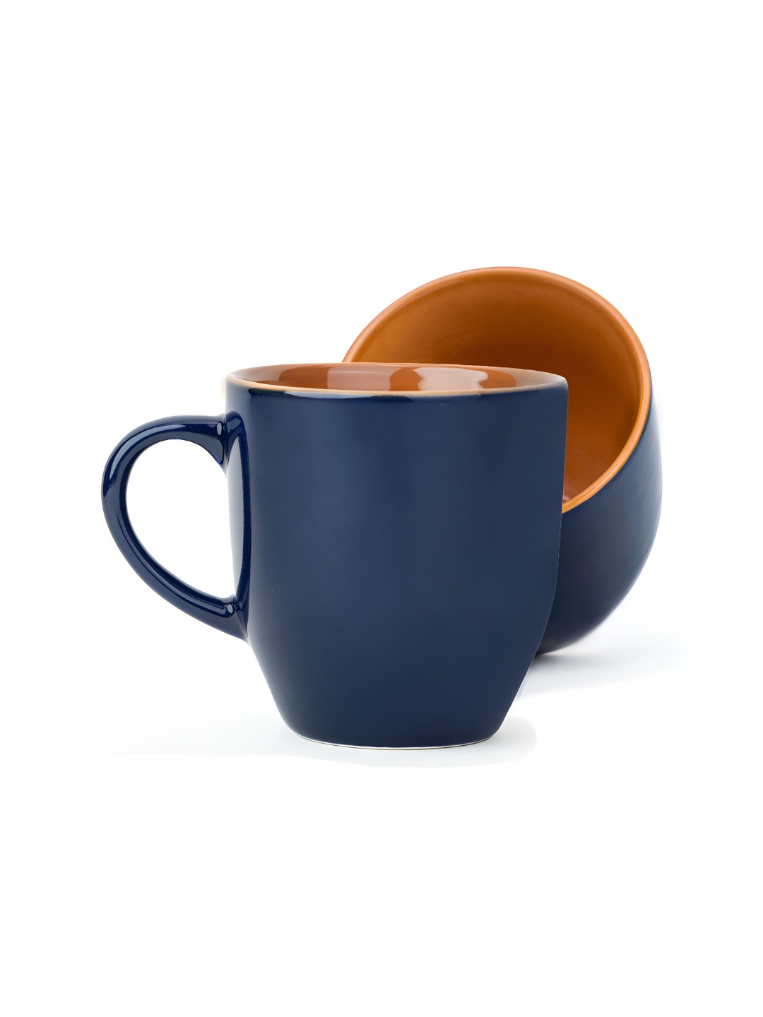 SHAY Premium Golden Design Luxury Blue Ceramic Microwave Safe 2 Piece Mugs-300ml