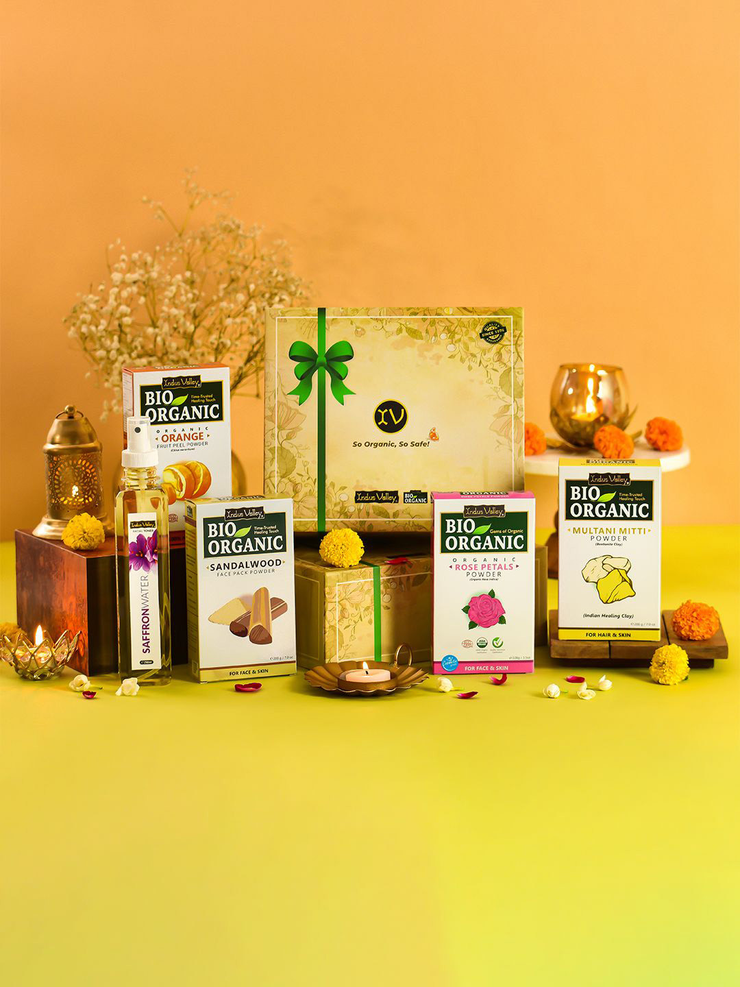 Indus Valley Set Of 5 Multani Mitti- Rose Petal- Sandalwood- Orange Powder & Rose Water