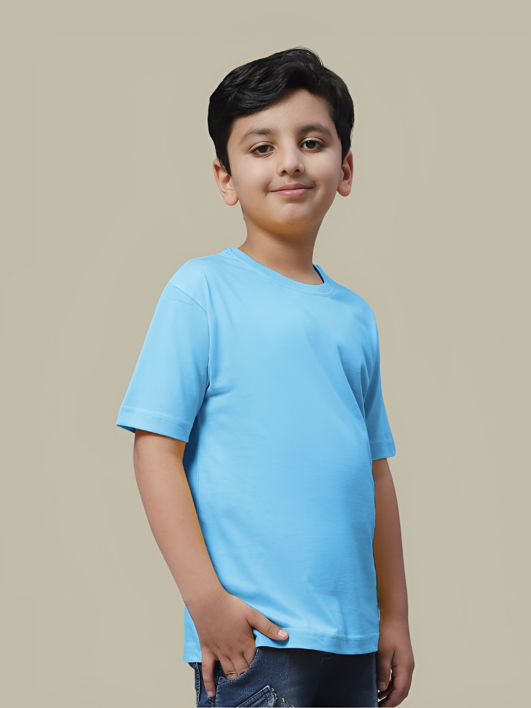 Friskers Boys Solid Cotton T-shirt