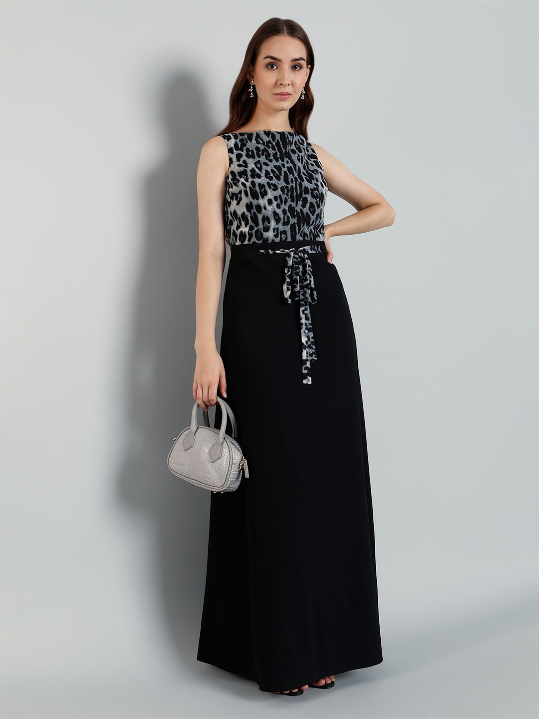 MISH X Animal Printed Fit & Flare Maxi Dress