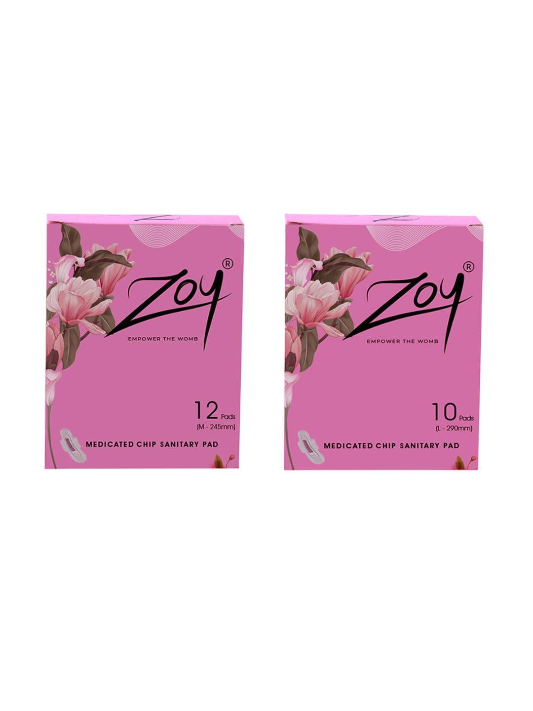 ZOY Set Of 2 Rash Free Graphene Sanitary Pads - Light & Medium Flow - 12 Pcs - 10 Pcs