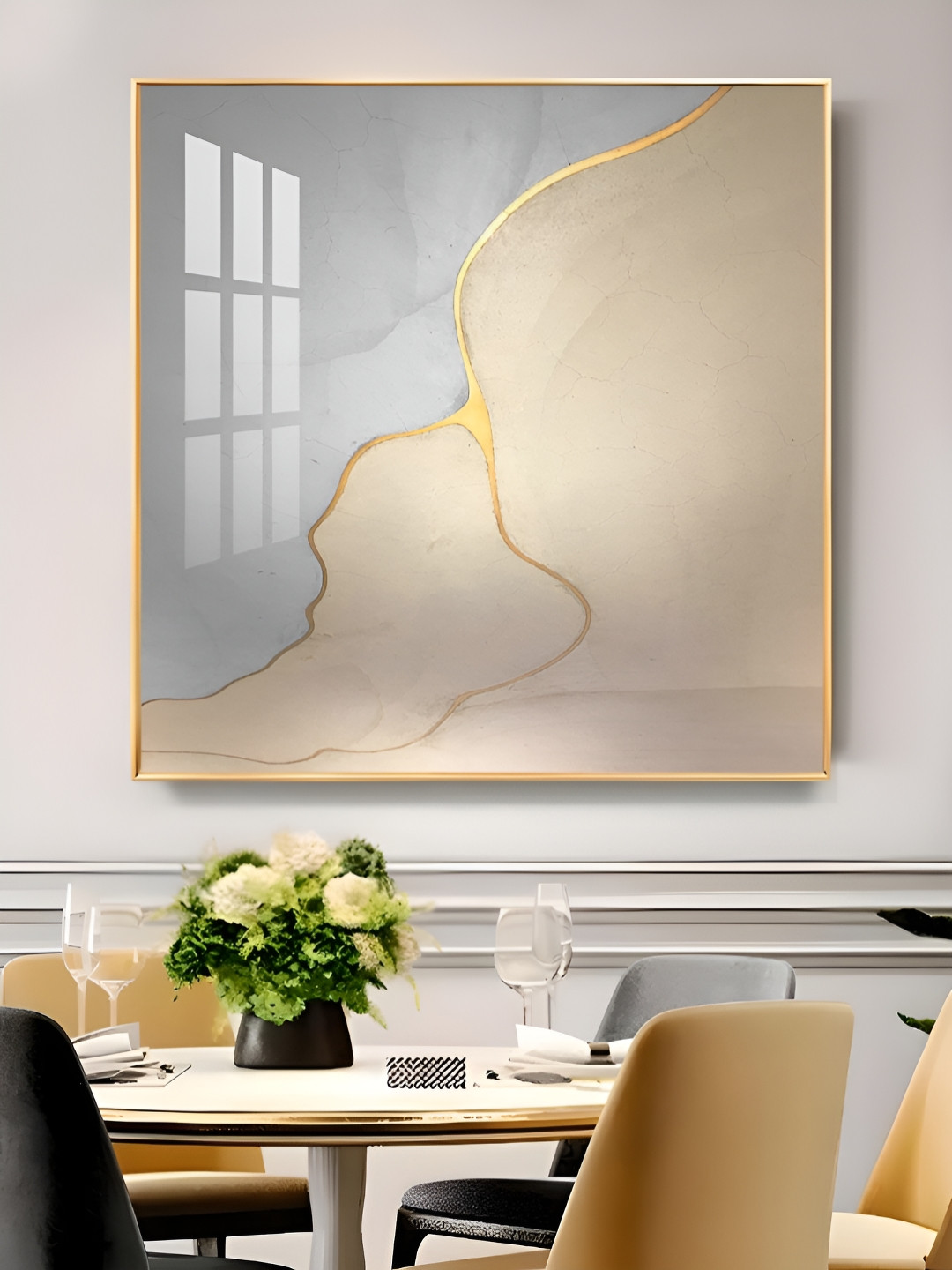THE NEXT DECOR Opulent Aura Glass Finish Square Wall Art