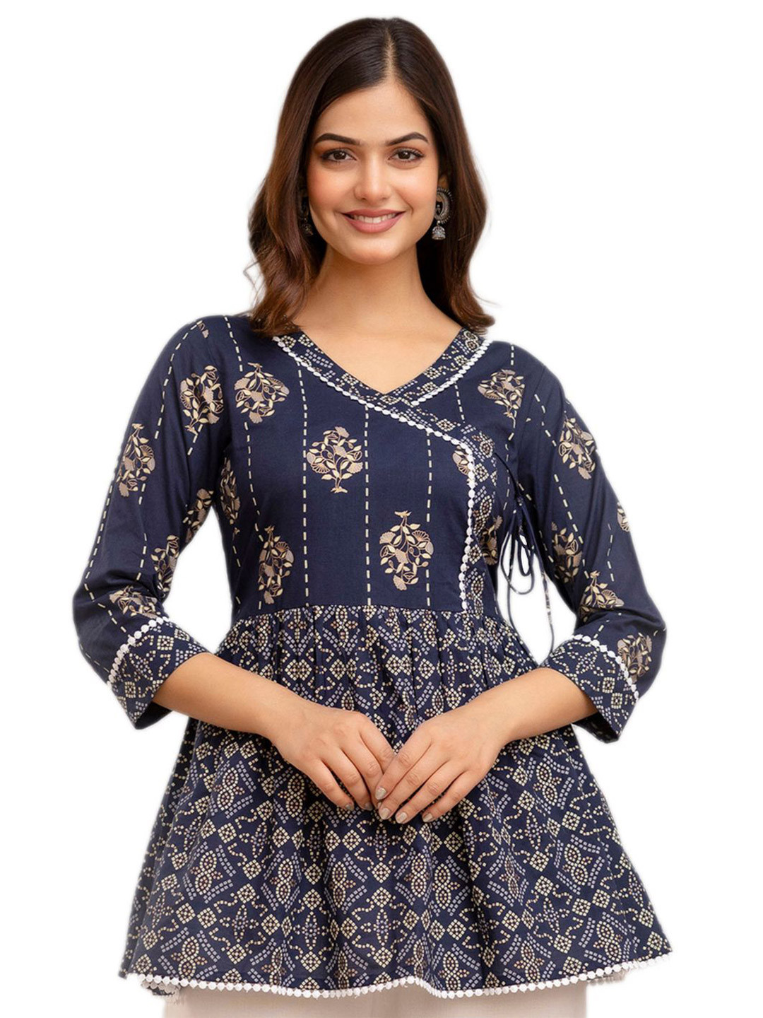 DMP EXPORT Paisley Printed Peplum Top