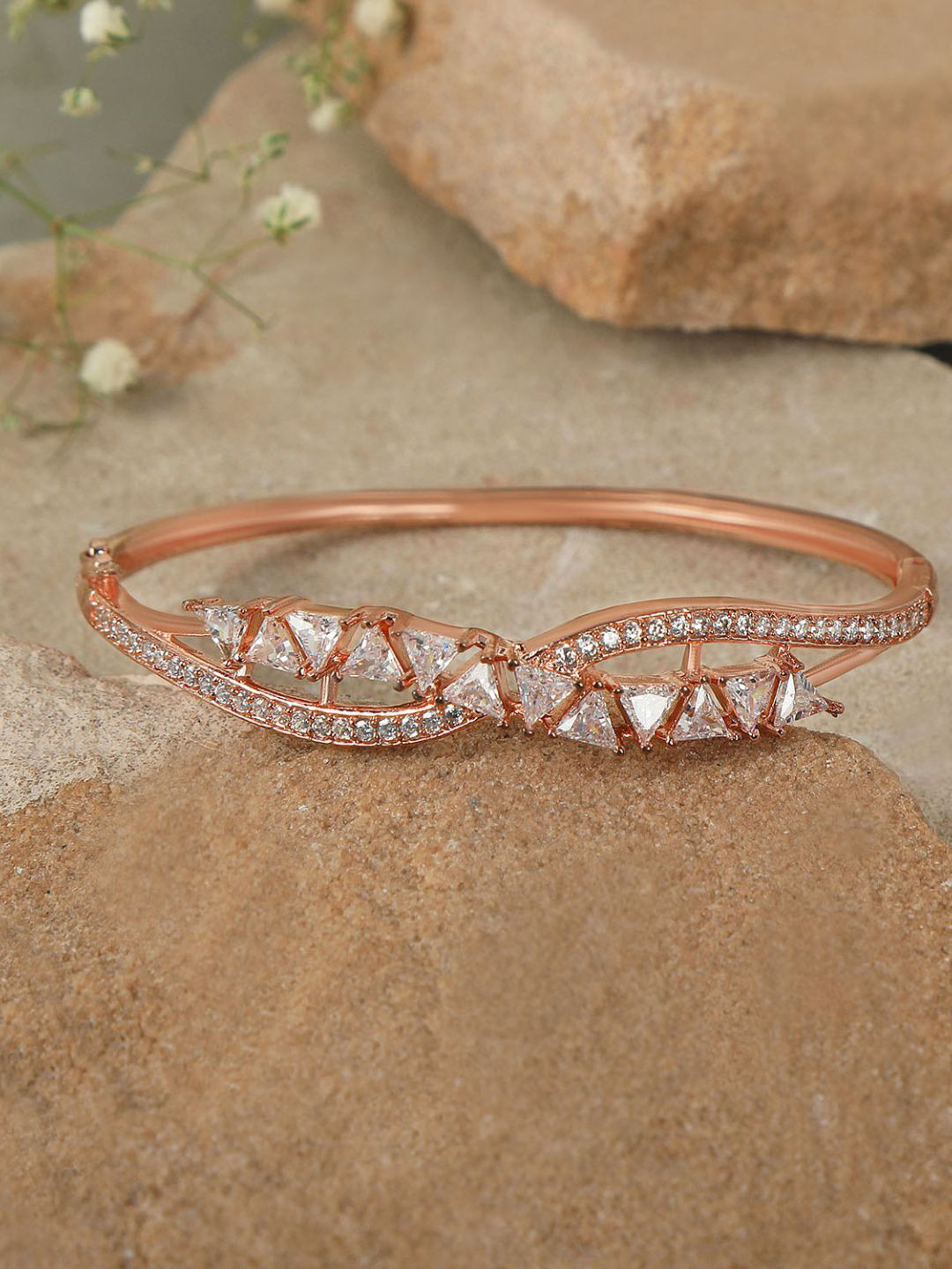 House of Pataudi Rose Gold Plated American Diamonds Studded Bracelet