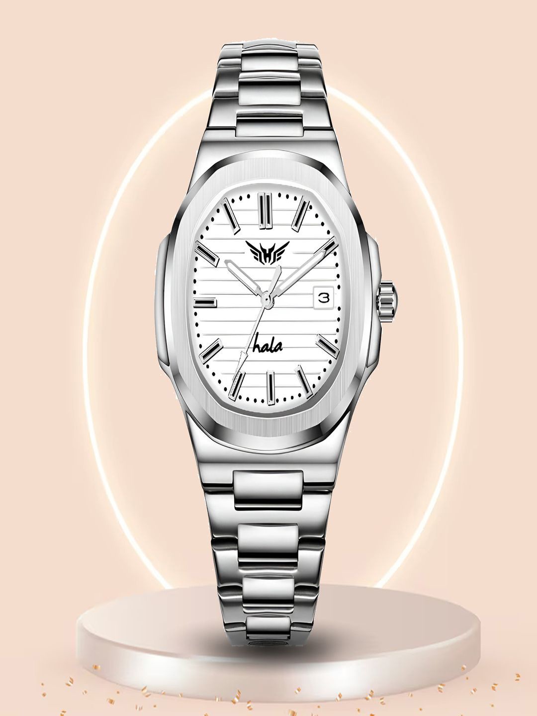 Hala Men Aluminium Dial & Stainless Steel Straps Analogue Watch Hala-3240-Silver