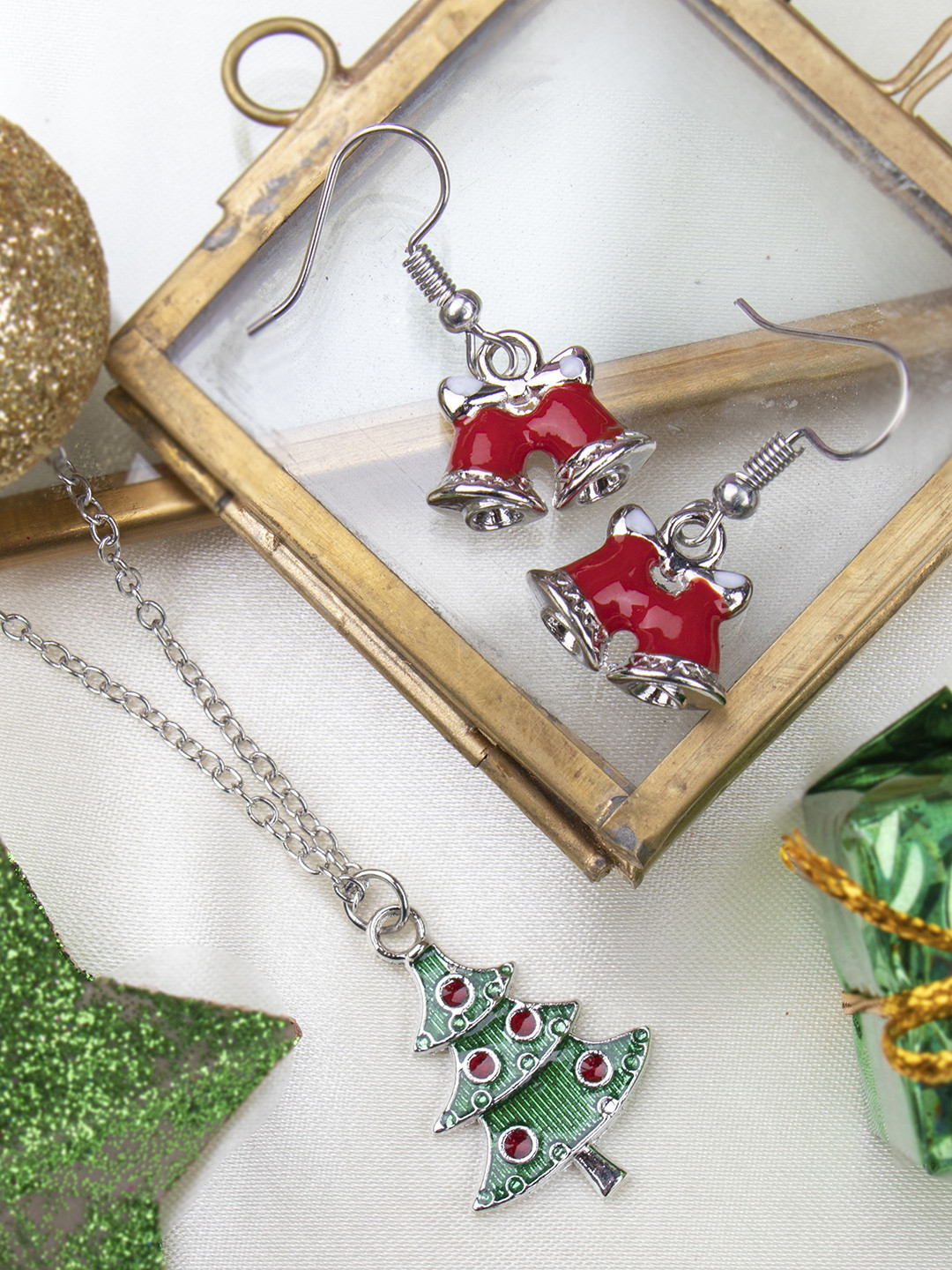 Arendelle Girls Christmas Tree & Red Bell Holiday Jewellery Set