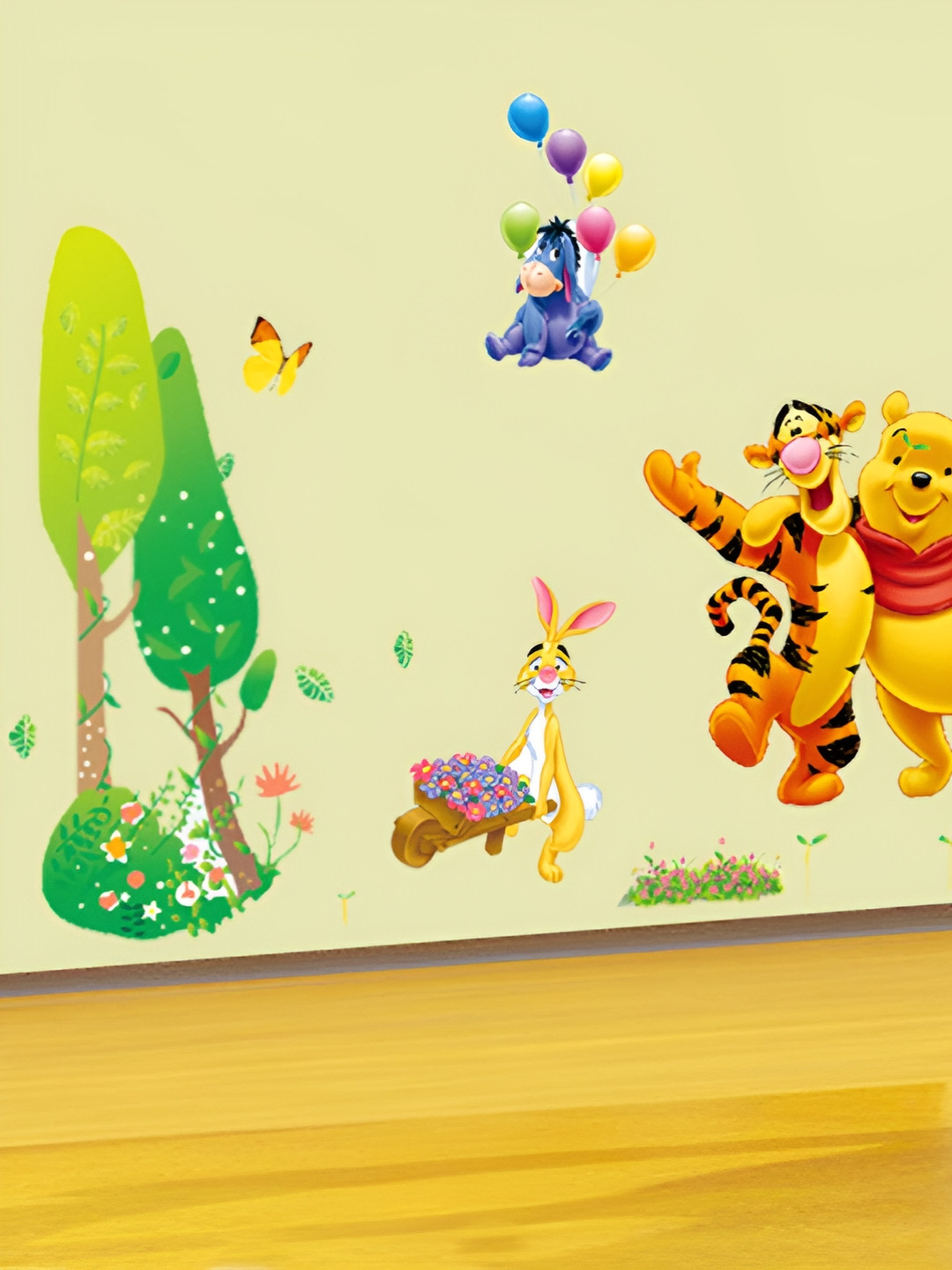 INDIAN ROYALS Yellow & Green Winnie Pooh Wall Printed Self-Adhesive & Durable Wall Sticker