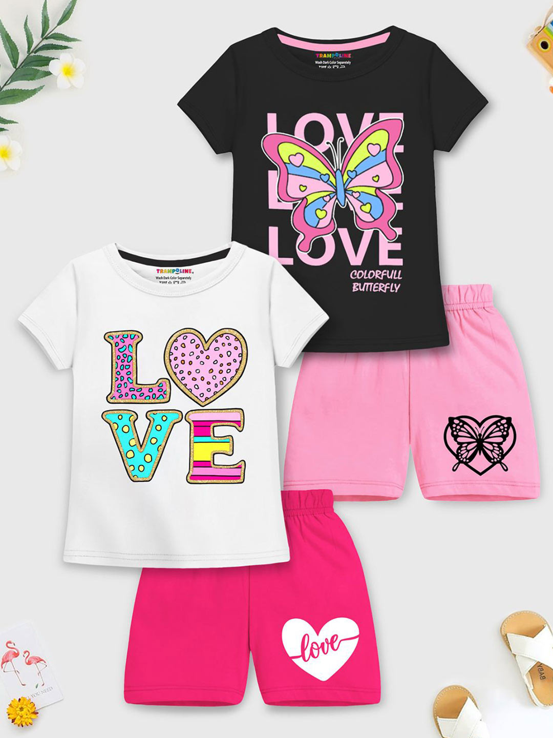 YK X Trampoline Girls Printed T-shirt with Shorts