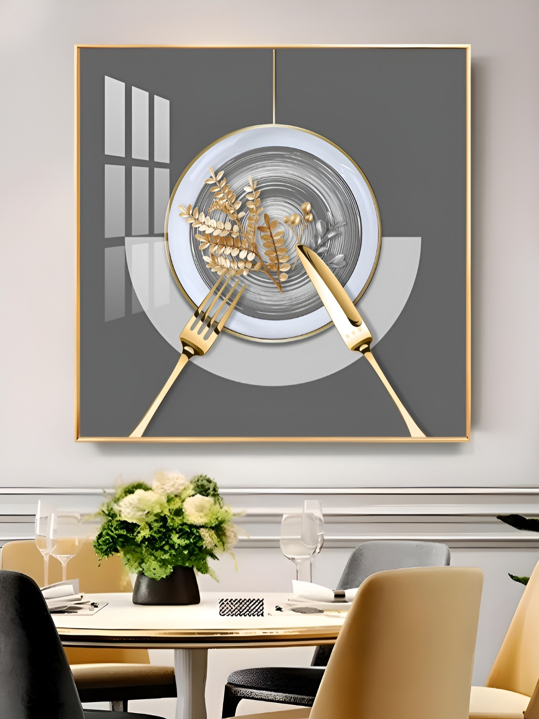 THE NEXT DECOR Artful Dining Glass Finish Square Wall Art