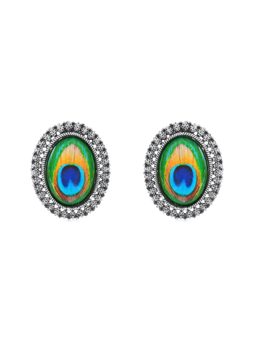 MEMOIR Silver-Plated Oval Shaped Antique Studs