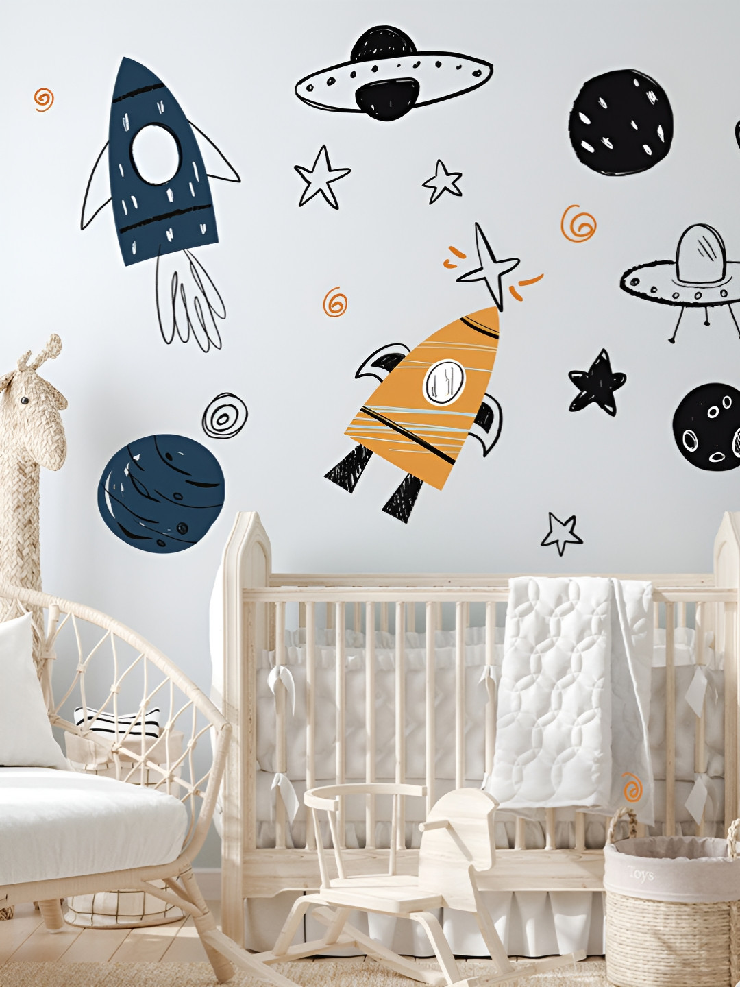 INDIAN ROYALS Navy blue & Black Printed Self-Adhesive & Durable Wall Sticker
