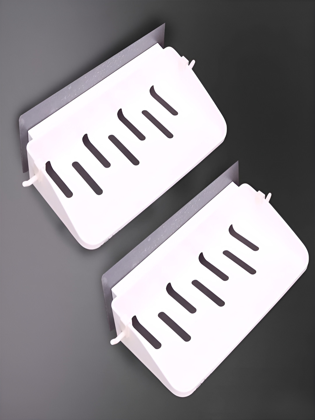 HOKIPO White & Grey 2 piece Solid Plastic Bathroom Caddy