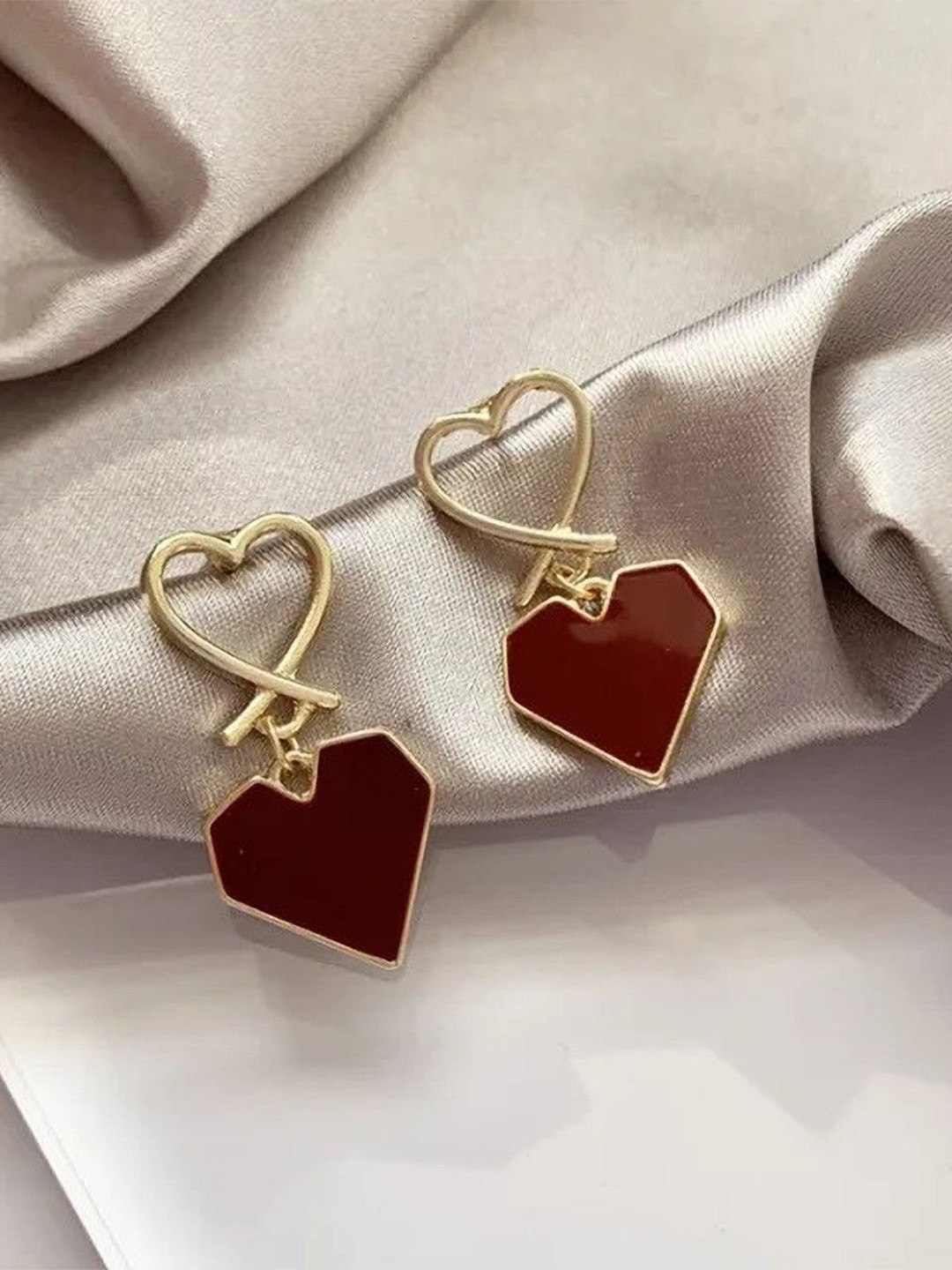DressBerry Korean Heart Shaped Artificial Stones Earrings