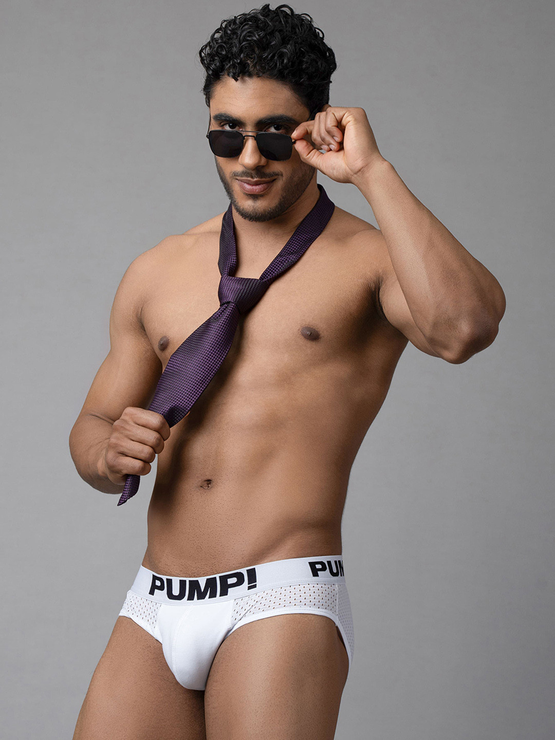 PUMP CLUB Mid-Rise Anti-Bacterial Mesh Basic Briefs ART589-White-M