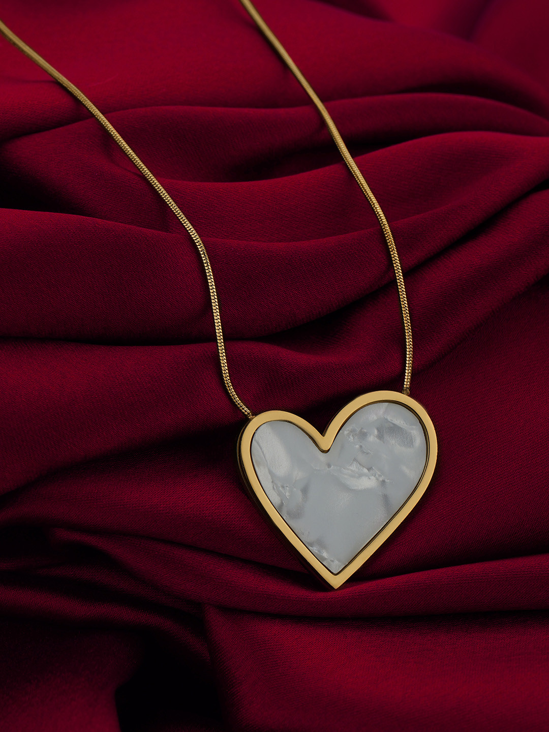 Carlton London 18kt Gold Plated Stainless Steel Shell Heart Necklace