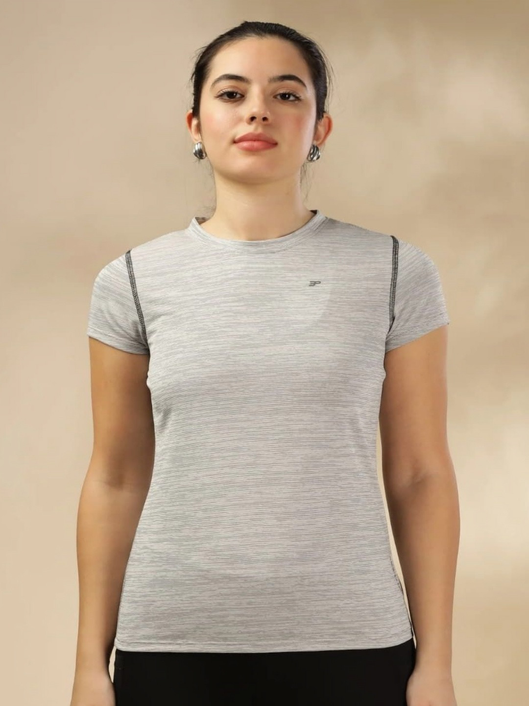 THIRD ELEMENT Women Melange UV Protect & Cooling Active T-shirt