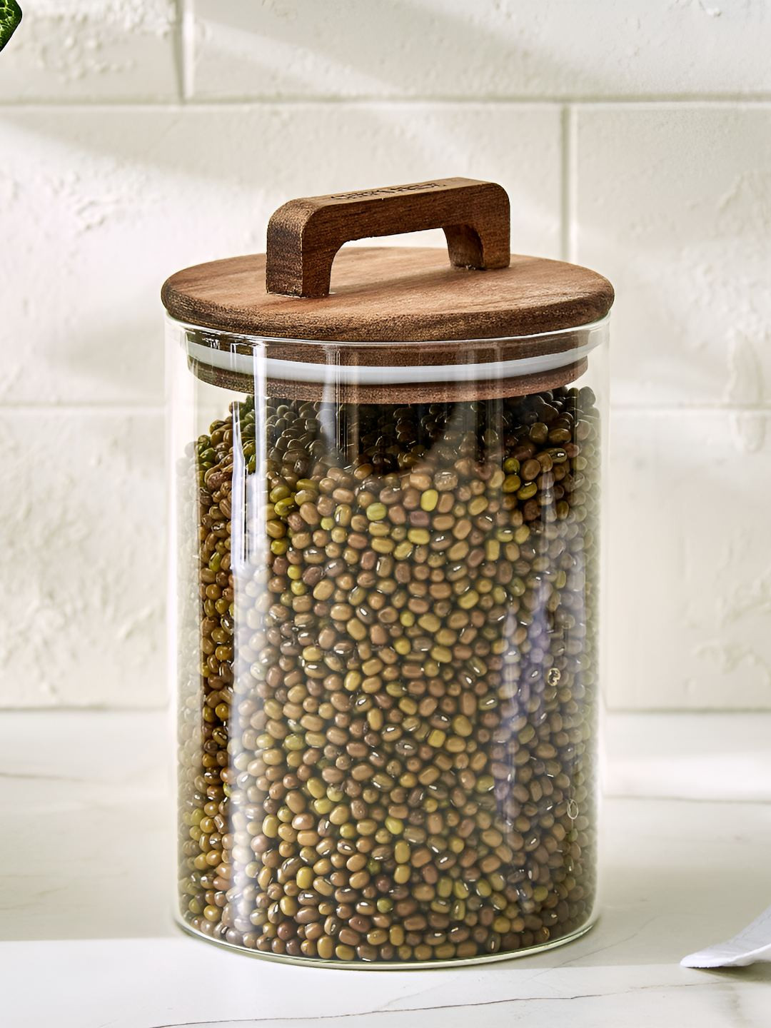 Home Centre Chefs Pride Marcus Transparent Borosilicate Glass Clip-On Canister-900ml