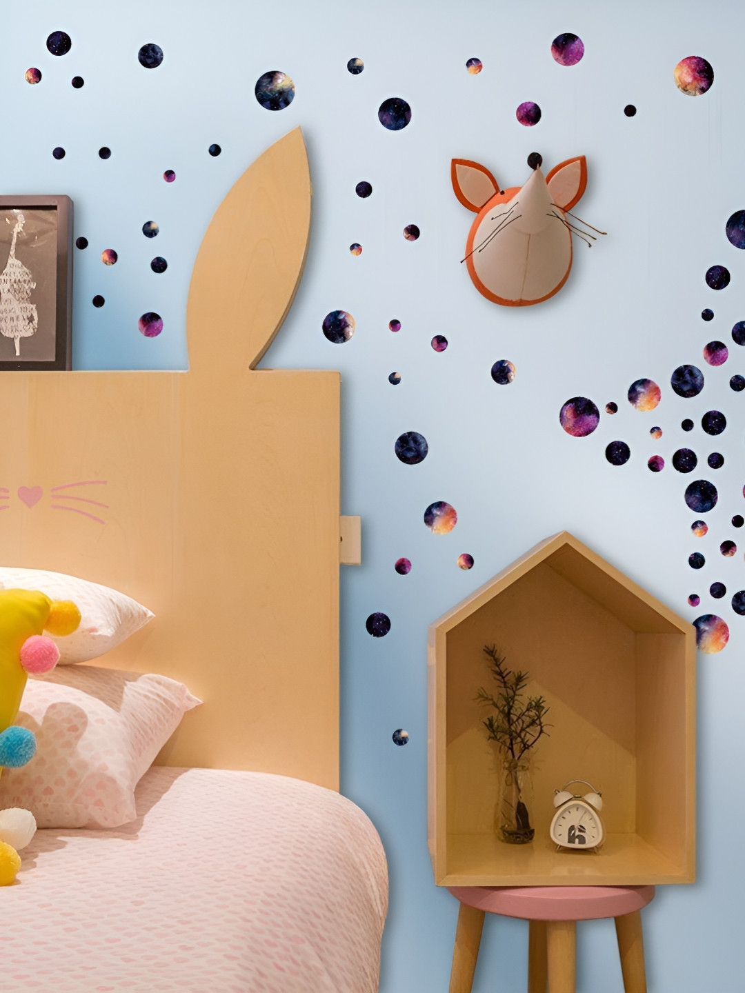 INDIAN ROYALS Purple & Black Galaxy Polka Dots Printed Self-Adhesive Durable Wall Sticker