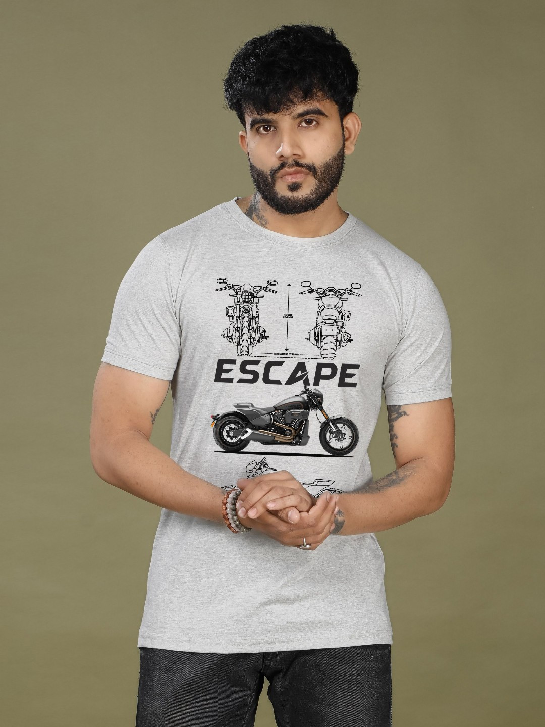 INKMAN Men Printed Bio Finish Applique T-shirt