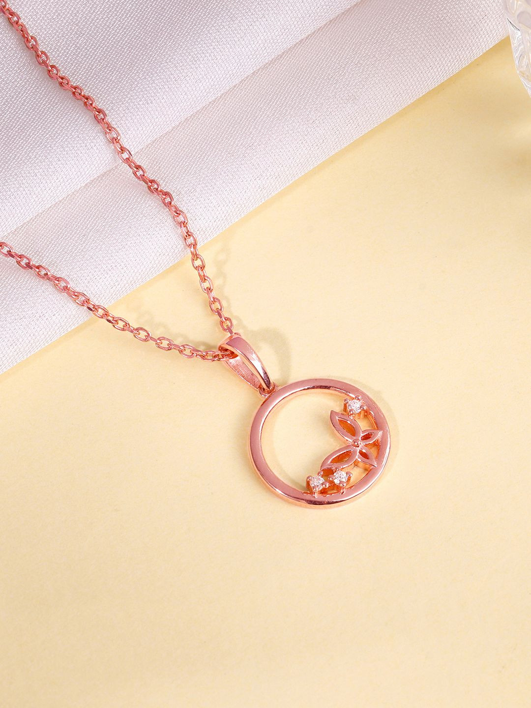 GIVA 925 Silver Rose Gold Butterfly Pendant with Link Chain