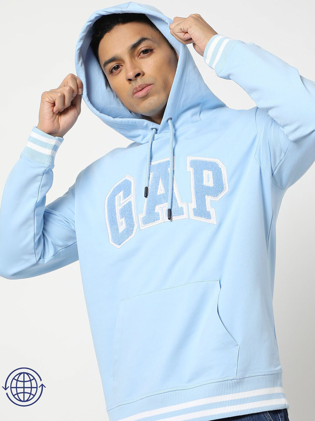 GAP Logo Embroidered Chenille Hooded Sweatshirt