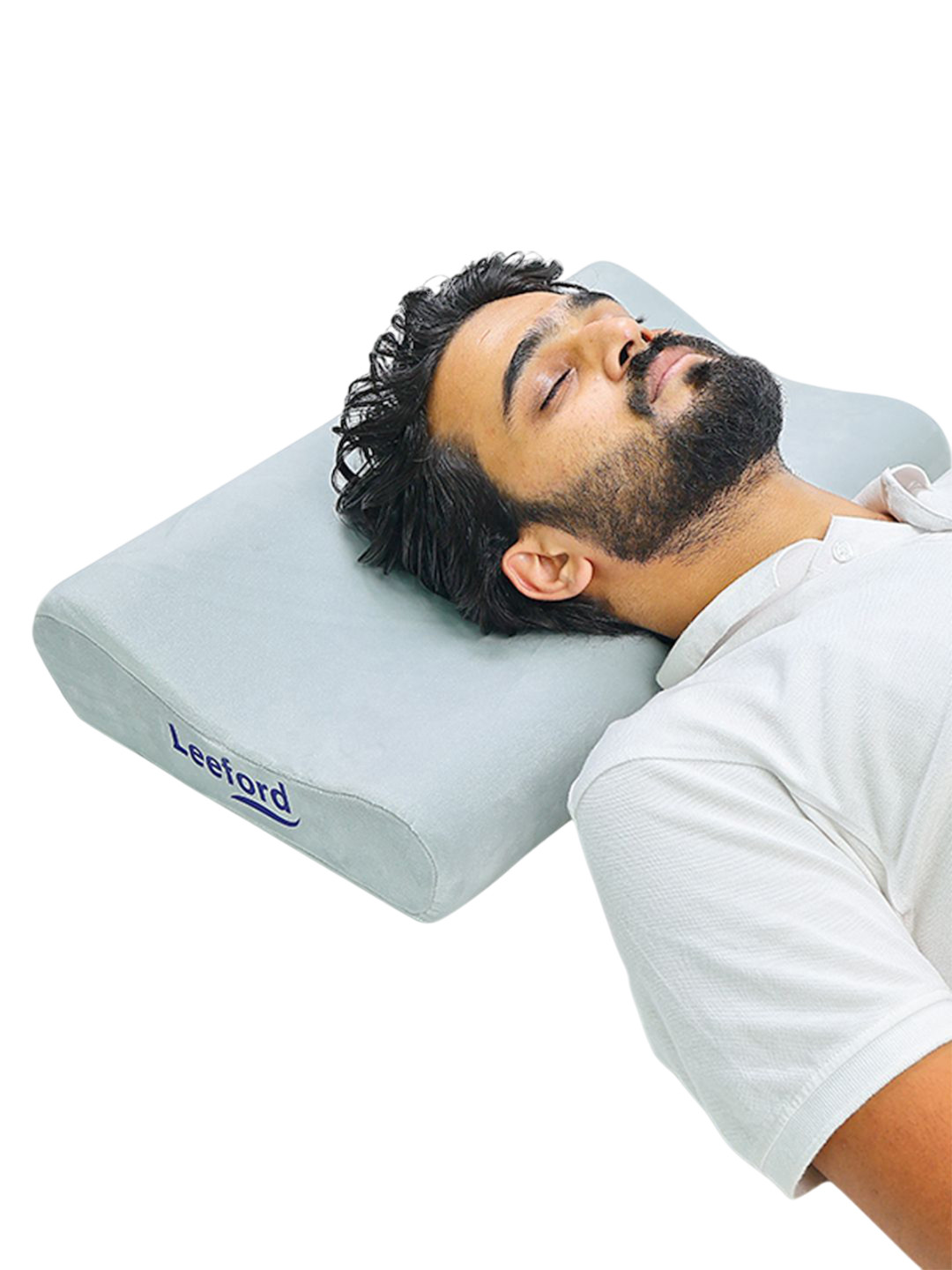 Leeford Grey Contoured Cervical Breathable Sleep Pillow