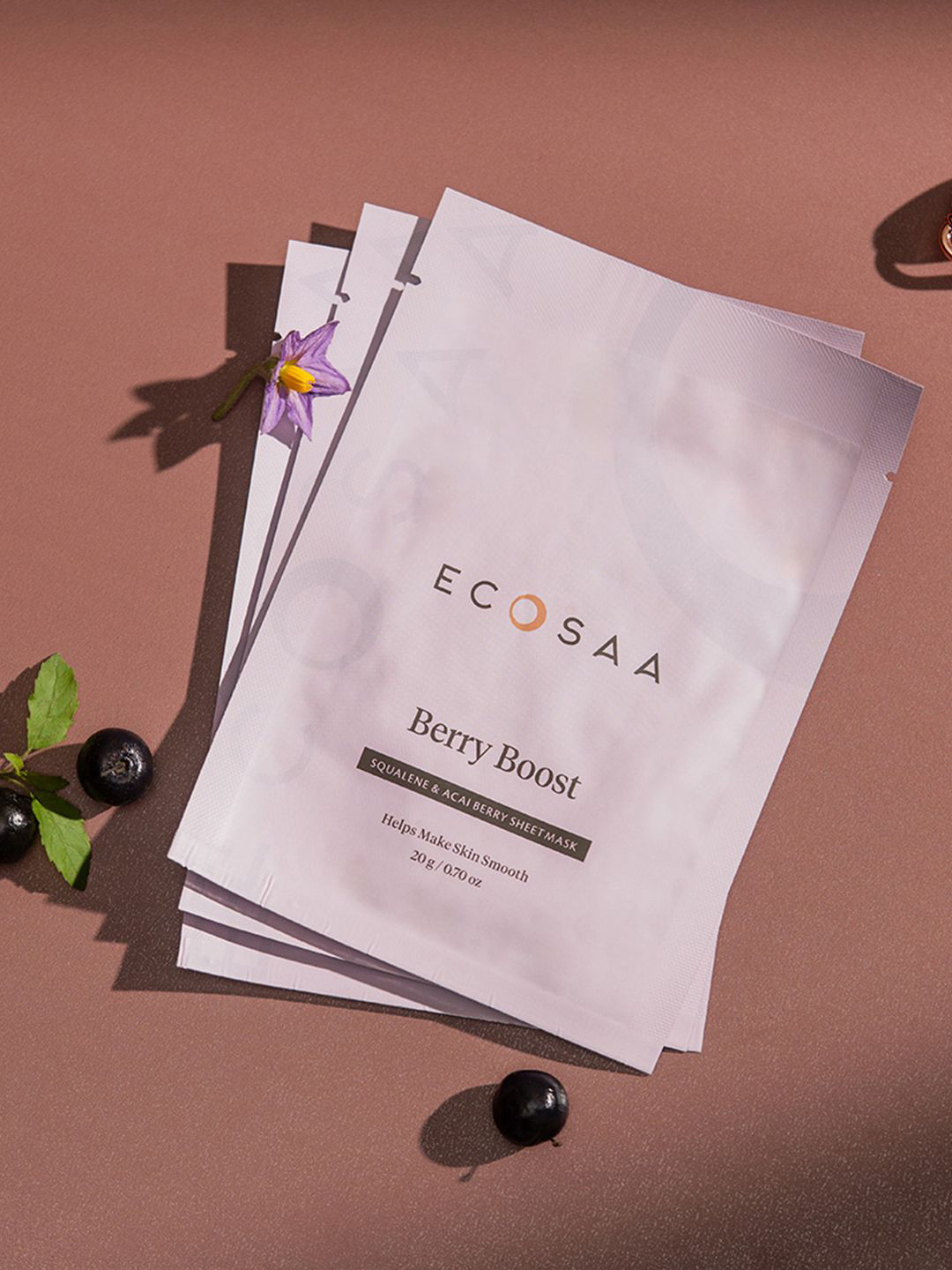ECOSAA Berry Boost Sheet Mask With Squalane For Hydration - 20 g