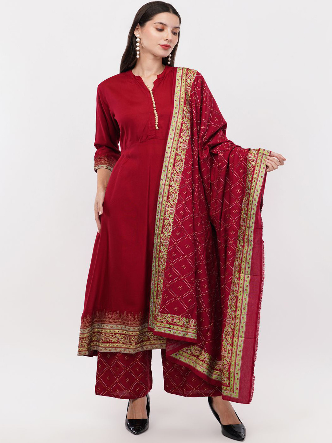dhartii Women Solid Kurta with Trousers & Dupatta