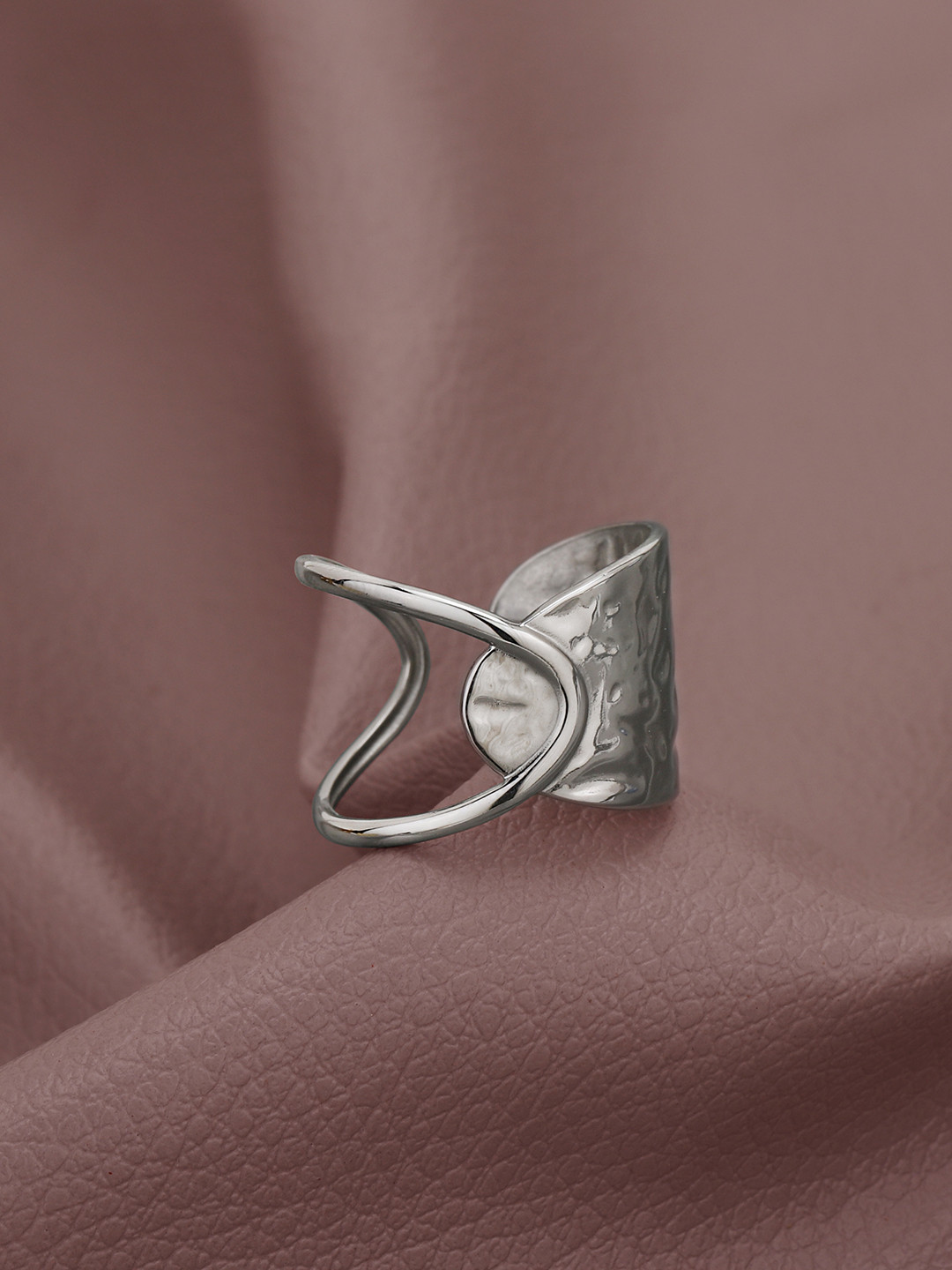 Carlton London Silver Plated Adjustable Finger Ring