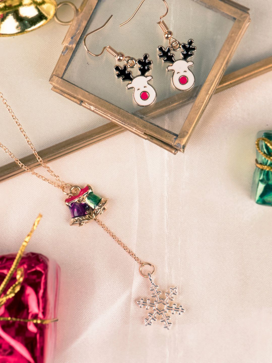 Arendelle Girls Christmas Bell & Snowflake Holiday Jewellery Set