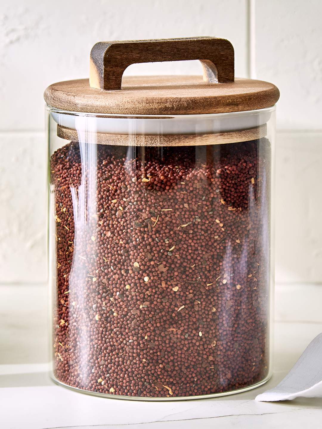 Home Centre Chefs Pride Marcus Transparent Borosilicate Glass Clip-On Canister-750ml