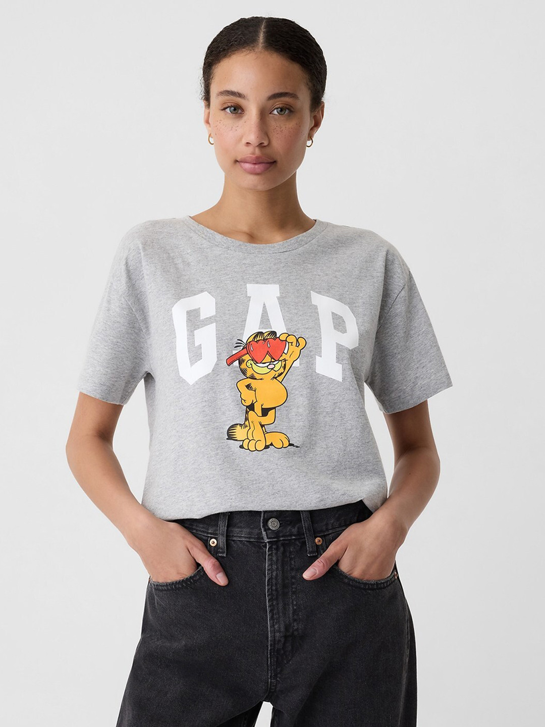 GAP Women Brand Logo Garfield Printed Pure Cotton T-shirt