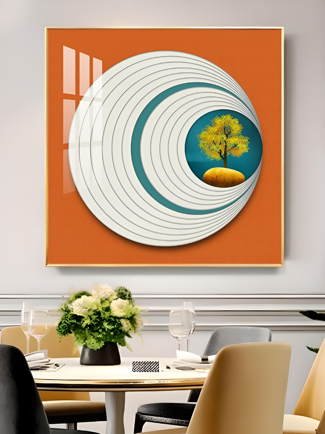 THE NEXT DECOR Tree Of Life Glass Wood Wall Square Paintings Wall Art -18 x 18In